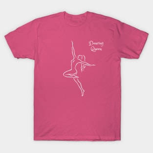 Dancing queen line art. Dancing girl minimalist design. T-Shirt